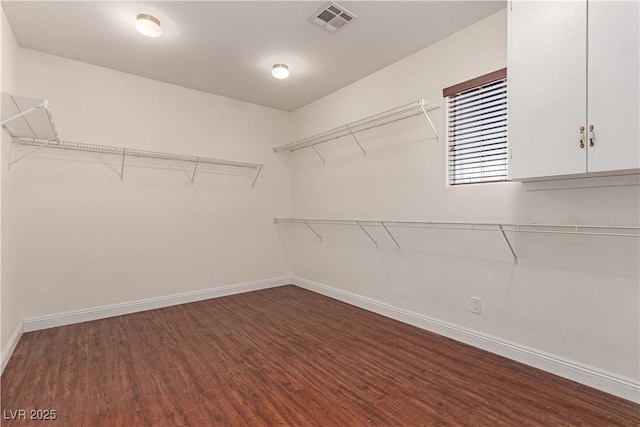 walk in closet featuring dark hardwood / wood-style flooring