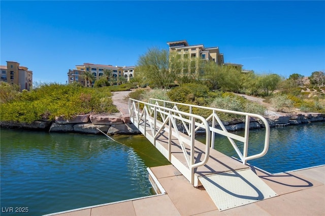 dock area featuring a water view