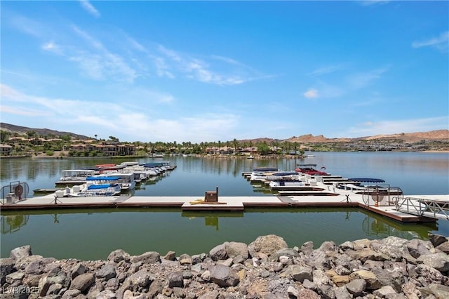 dock area featuring a water view