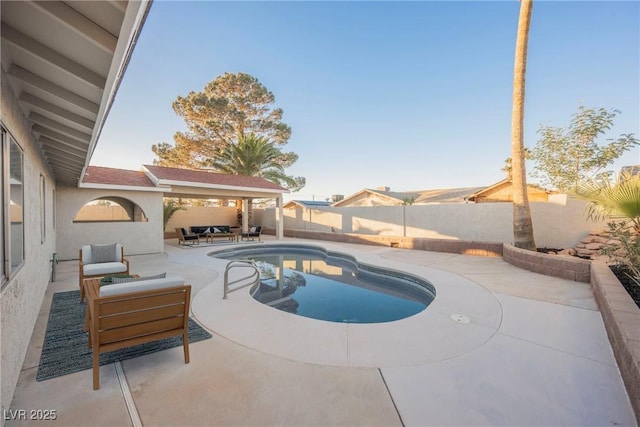 view of pool featuring a patio and an outdoor hangout area