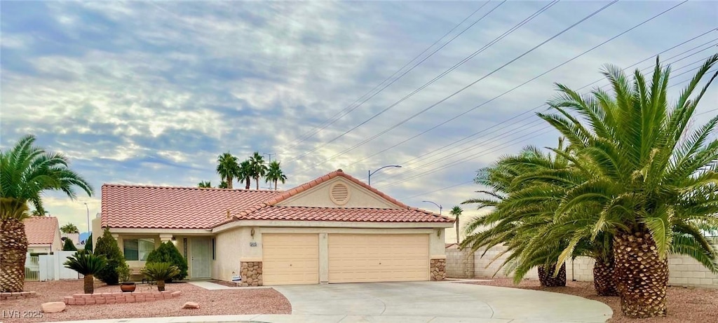 view of front of property featuring a garage