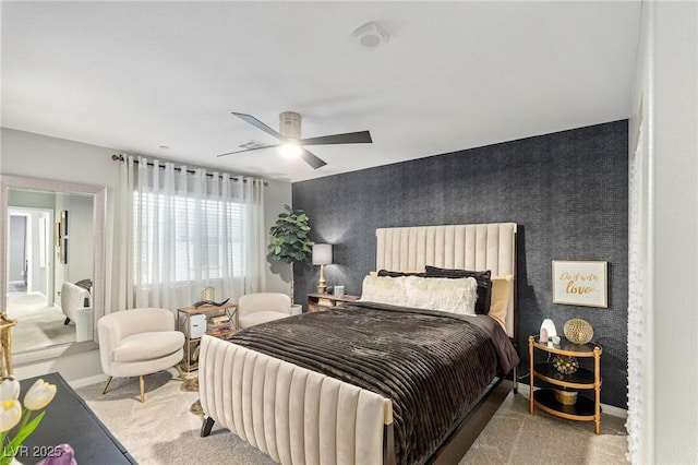 bedroom with carpet and ceiling fan