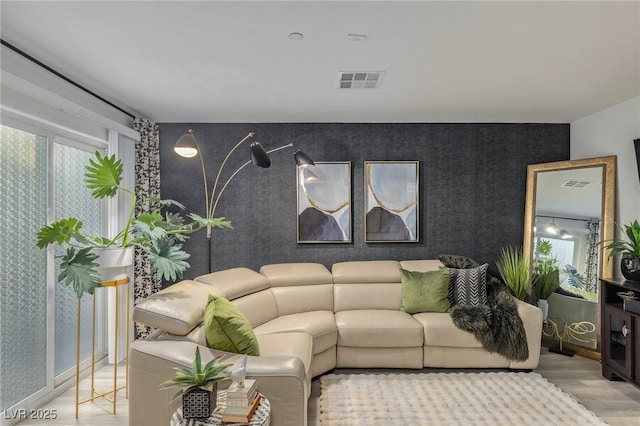 living room featuring light hardwood / wood-style floors