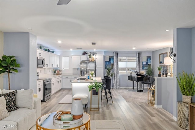 living room featuring light hardwood / wood-style flooring