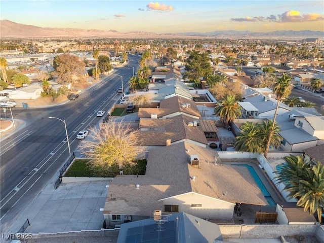 view of aerial view at dusk