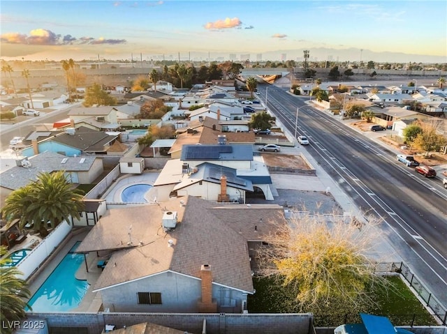 view of aerial view at dusk