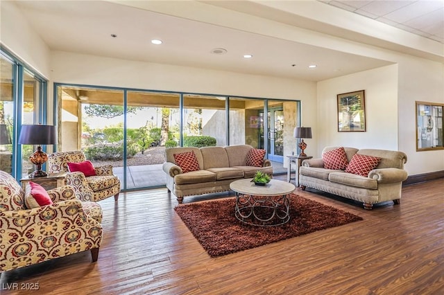 living room with wood-type flooring