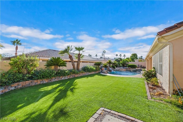 view of yard with pool water feature