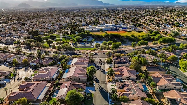 bird's eye view with a mountain view