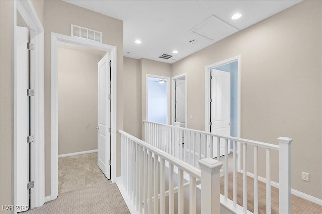 10375 Pescado Ln, Las Vegas, NV 89135 - hall featuring an upstairs landing, recessed lighting, baseboards, and carpet