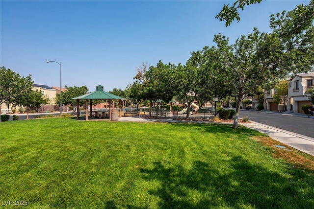 view of yard with a gazebo