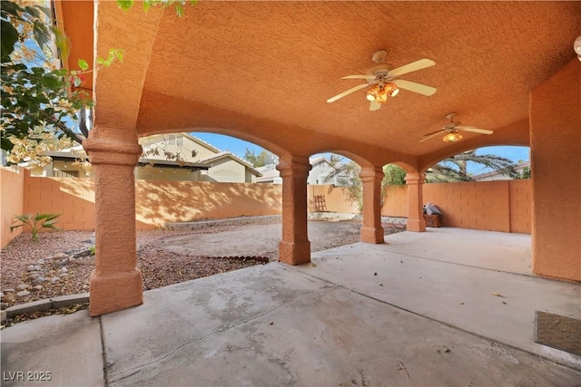 view of patio / terrace with ceiling fan