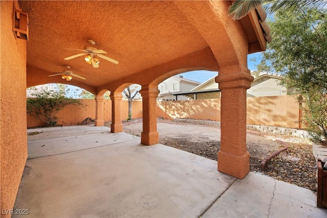 view of patio with ceiling fan