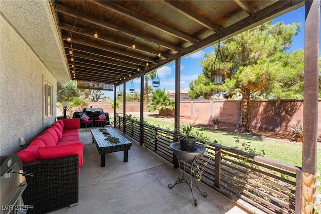 view of patio featuring an outdoor living space