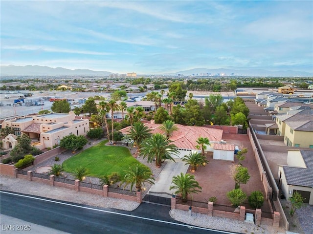 bird's eye view with a mountain view