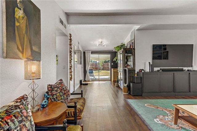 interior space with dark hardwood / wood-style flooring