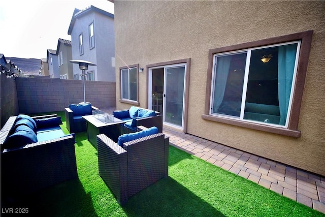 view of patio with an outdoor living space