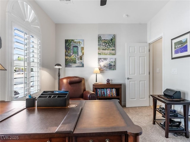 sitting room with light colored carpet