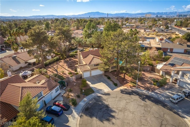 bird's eye view featuring a mountain view