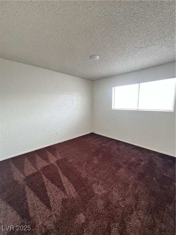 empty room featuring carpet and a textured ceiling