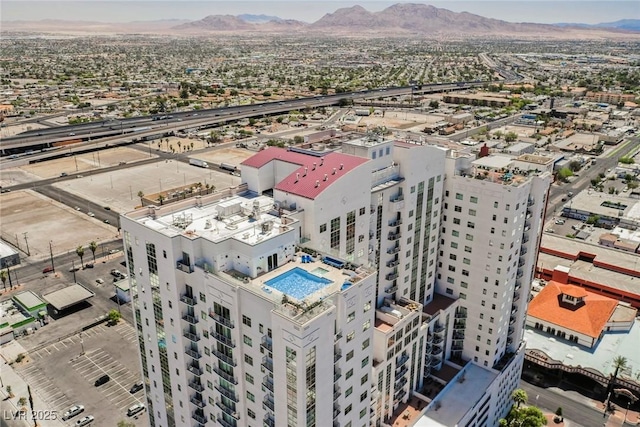 aerial view featuring a mountain view