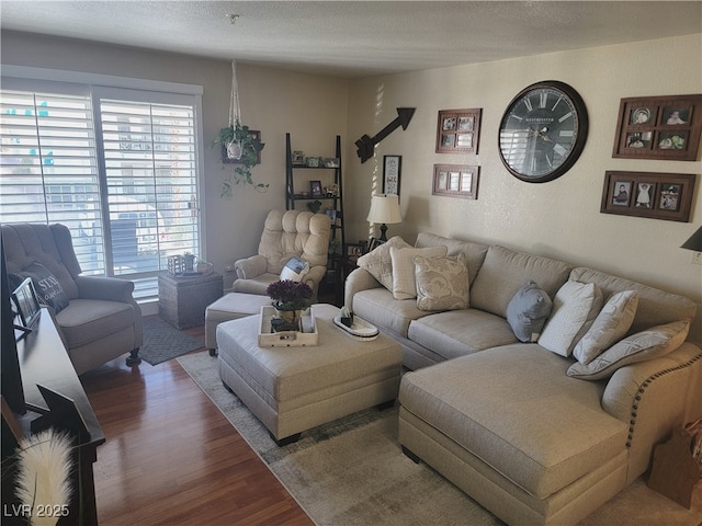 living room with hardwood / wood-style floors