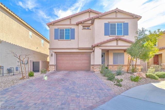 view of front of property with a garage