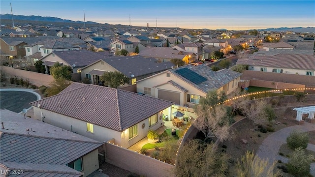 view of aerial view at dusk