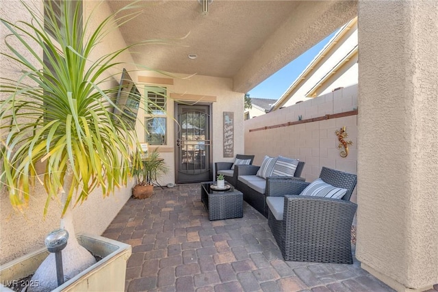 view of patio with an outdoor hangout area