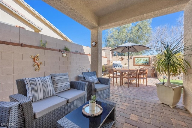 view of patio / terrace featuring outdoor lounge area