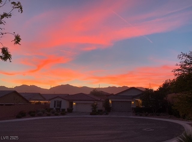 view of front of home featuring a mountain view