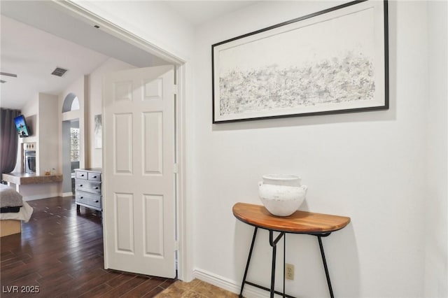 hall featuring dark hardwood / wood-style flooring