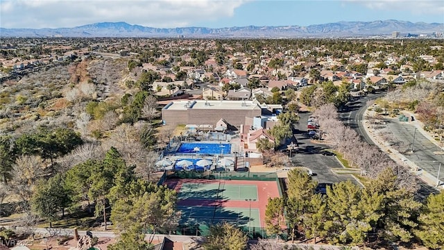 aerial view featuring a mountain view