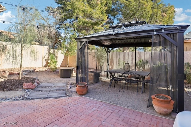 view of patio featuring a gazebo