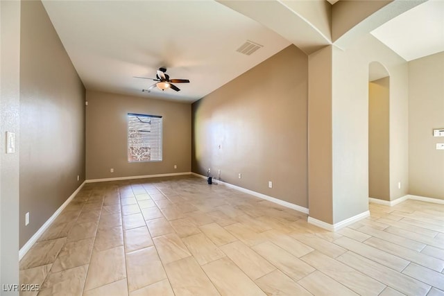 unfurnished room featuring ceiling fan