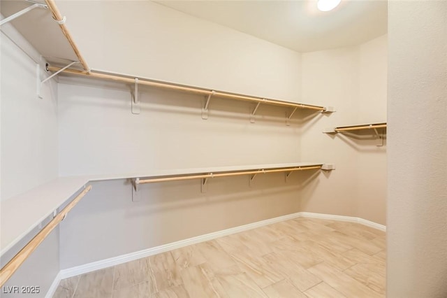 spacious closet featuring light wood-type flooring