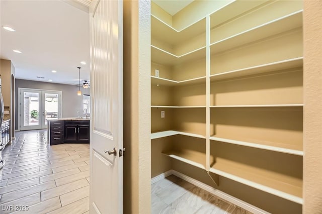 pantry with french doors and sink