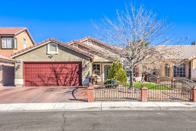 view of front of property with a garage