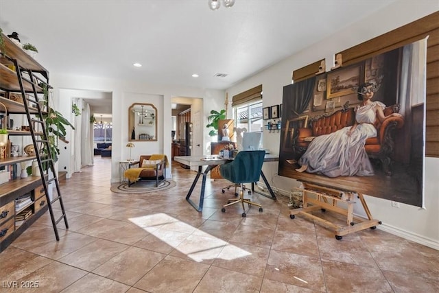 interior space featuring an inviting chandelier