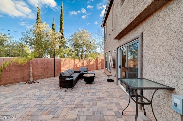 view of patio / terrace featuring an outdoor hangout area