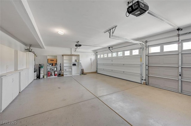 garage with a garage door opener