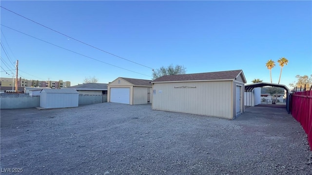 garage with a carport