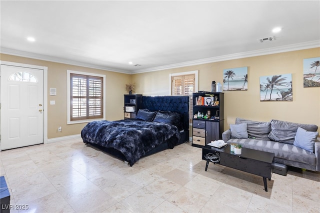 bedroom featuring ornamental molding