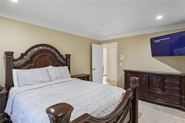 bedroom with ornamental molding