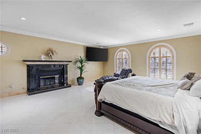 bedroom featuring ornamental molding