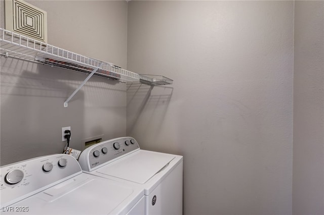 laundry room with washing machine and clothes dryer