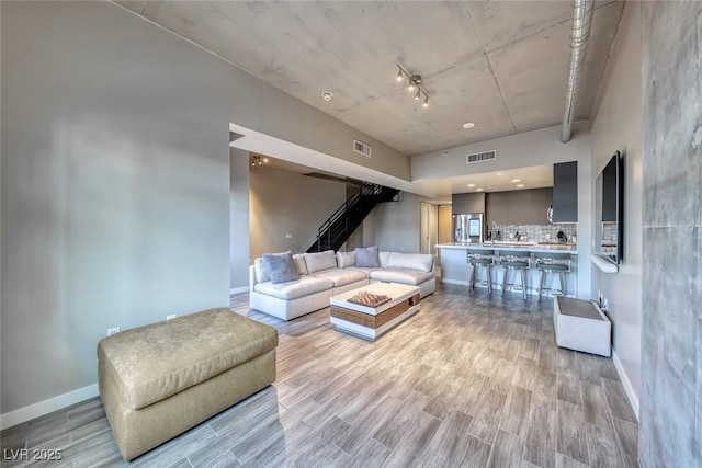 living room featuring light hardwood / wood-style floors