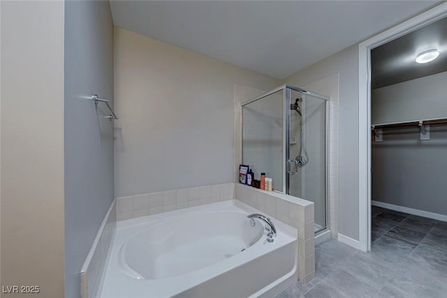 bathroom featuring plus walk in shower