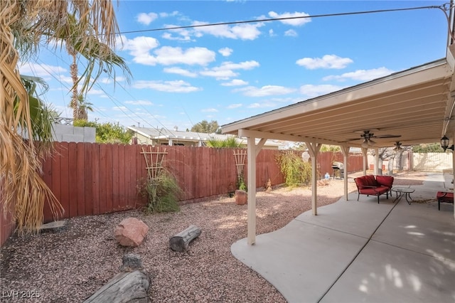 view of patio with ceiling fan