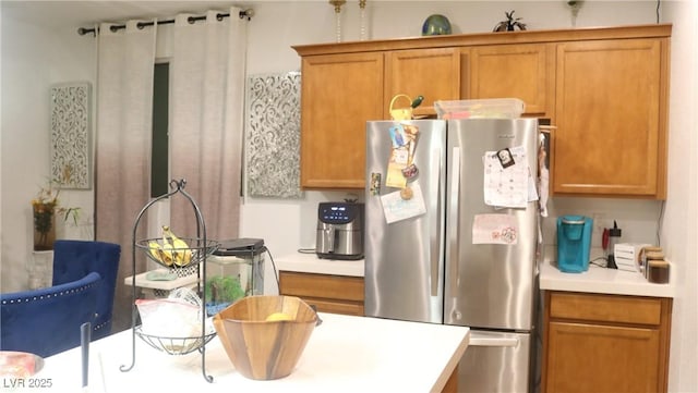 kitchen with stainless steel refrigerator